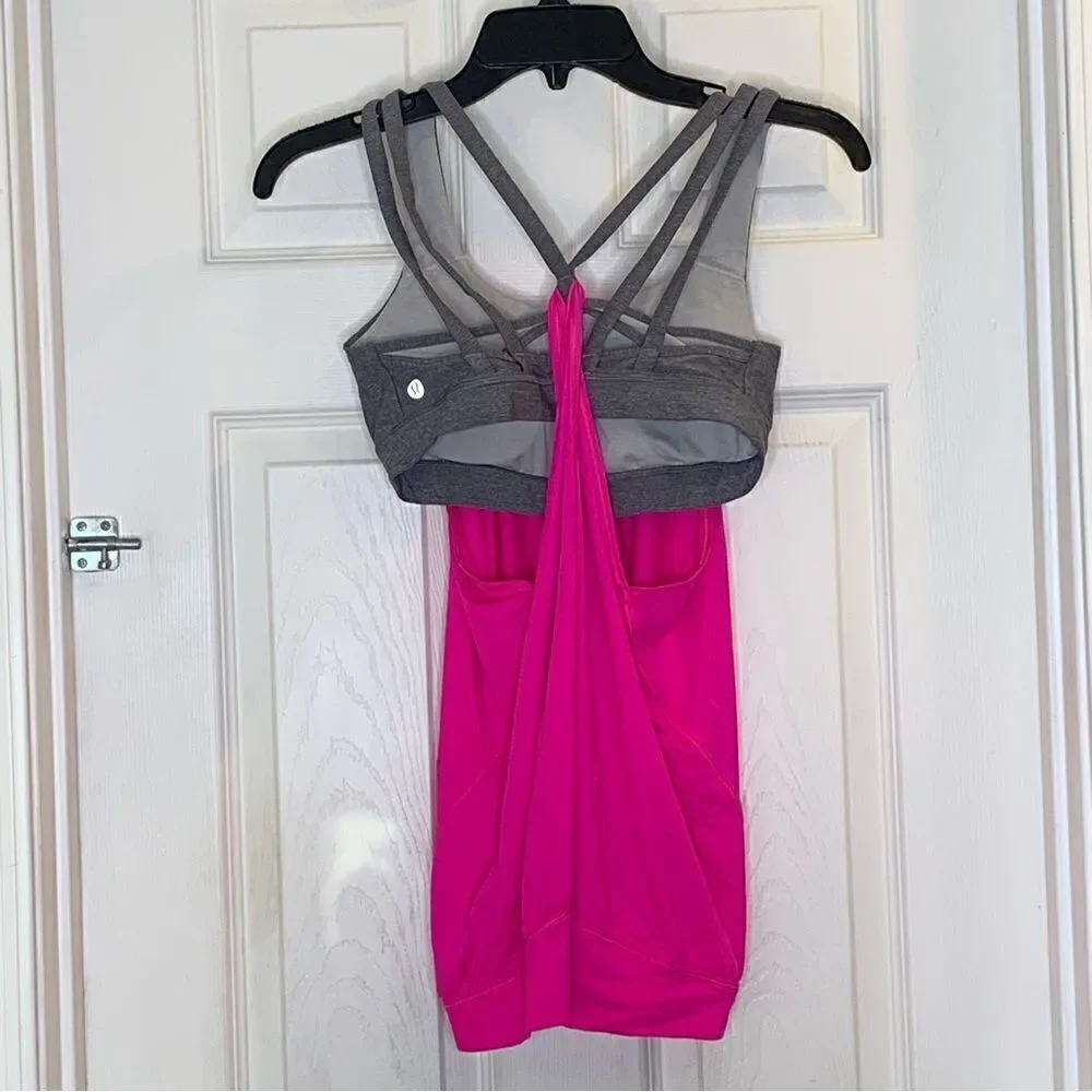 Lululemon Nouveau Limits Tank Raspberry Glo Slate Gray Size 6